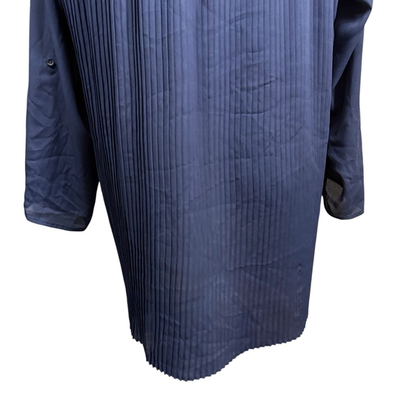 Valerie Stevens Navy Pleated Back Tunic Blouse Womens 1X Long Sleeve - Picture 7 of 10